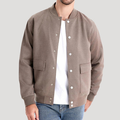 Men's Varsity Bomber Jacket Ribbed Cuffs Side Pockets 1