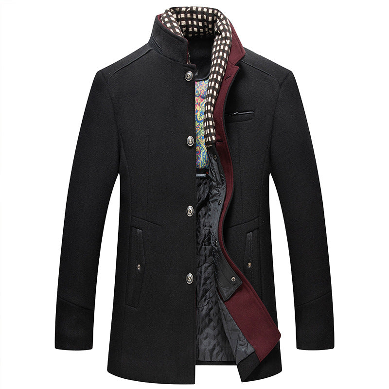 Men's Stand Collar Tailored Fit Coat Winter Overcoat 11