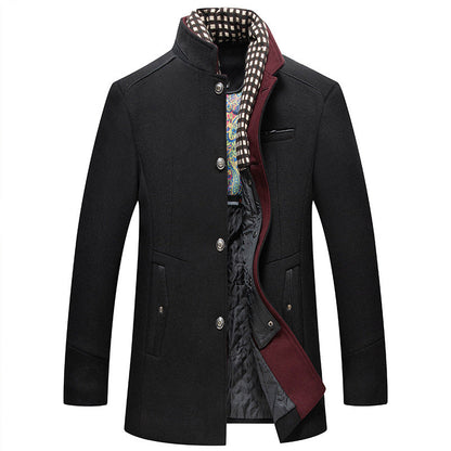 Men's Stand Collar Tailored Fit Coat Winter Overcoat 11