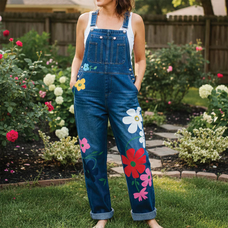 Relaxed Fit Ankle-Length Floral Overalls for Women – Stylish & Functional Design 1