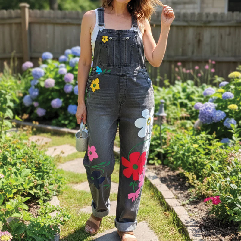 Relaxed Fit Ankle-Length Floral Overalls for Women – Stylish & Functional Design 3