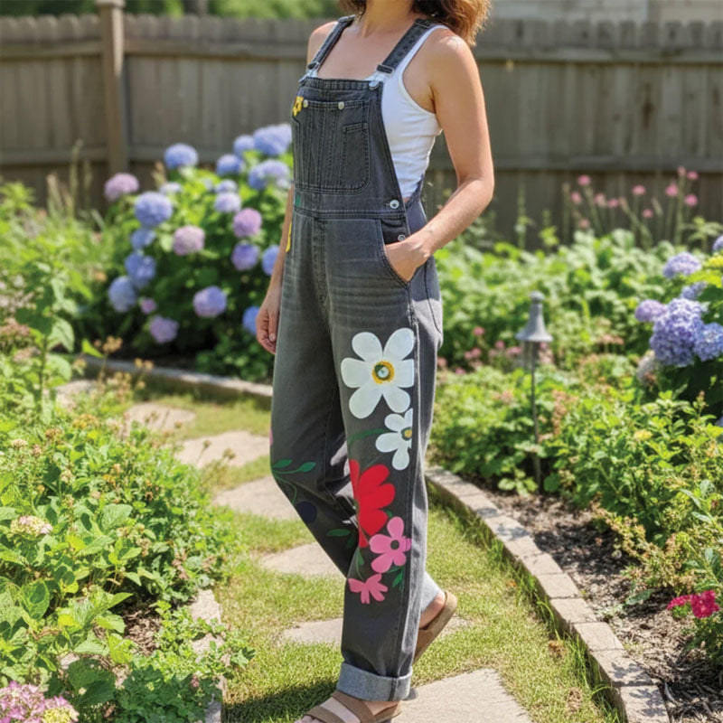 Relaxed Fit Ankle-Length Floral Overalls for Women – Stylish & Functional Design 4