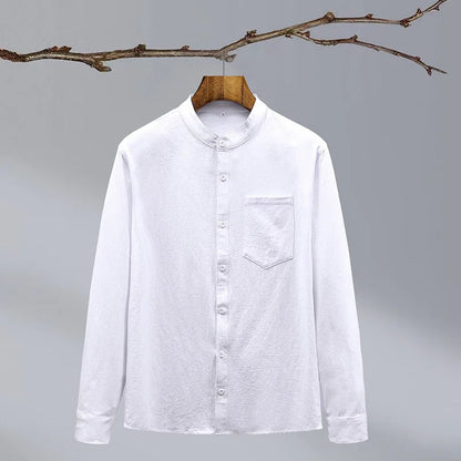 Relaxed Fit Band Collar Shirt for Men – Breathable Casual 3