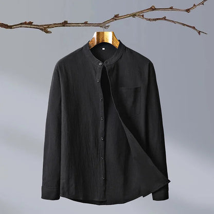 Relaxed Fit Band Collar Shirt for Men – Breathable Casual 6