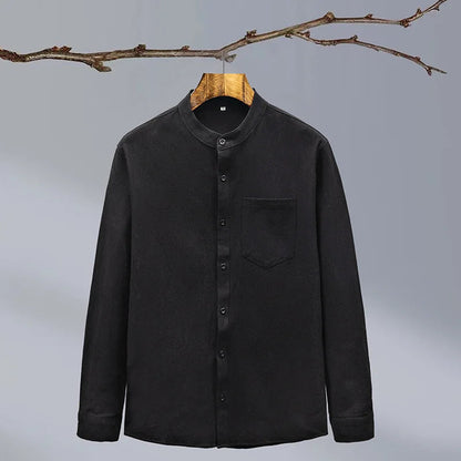 Relaxed Fit Band Collar Shirt for Men – Breathable Casual 7