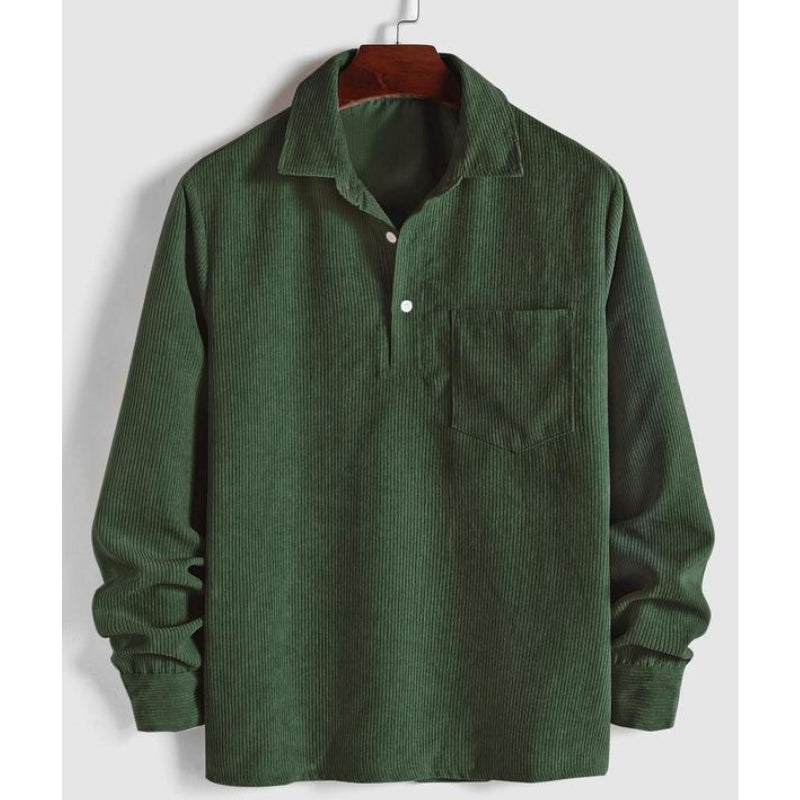 Relaxed Fit Collared Pullover Shirt for Men – Casual Comfort & Style 0