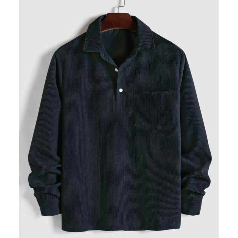 Relaxed Fit Collared Pullover Shirt for Men – Casual Comfort & Style 1