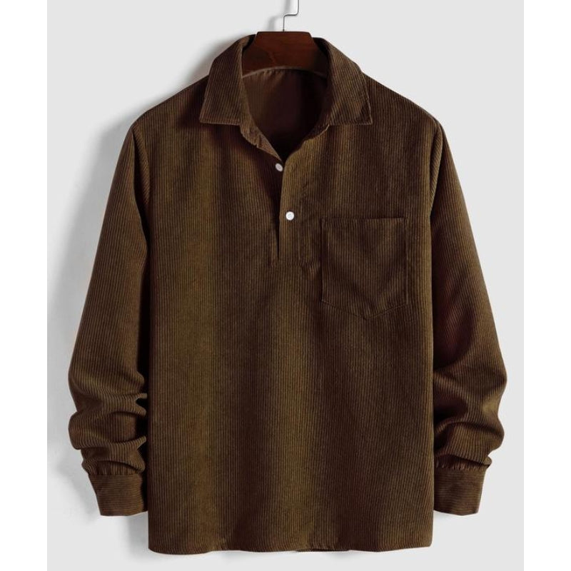Relaxed Fit Collared Pullover Shirt for Men – Casual Comfort & Style 2
