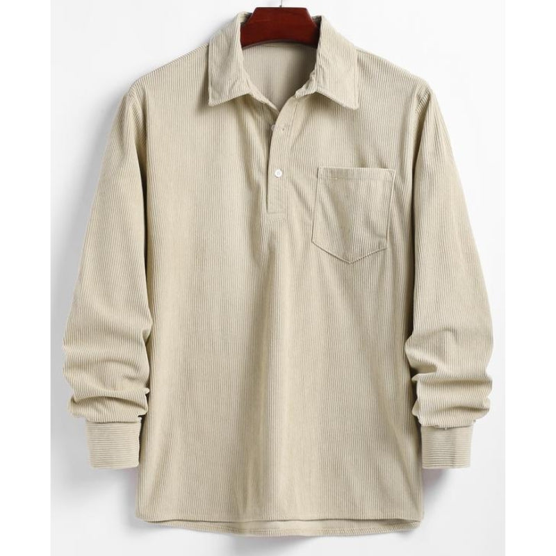 Relaxed Fit Collared Pullover Shirt for Men – Casual Comfort & Style 3