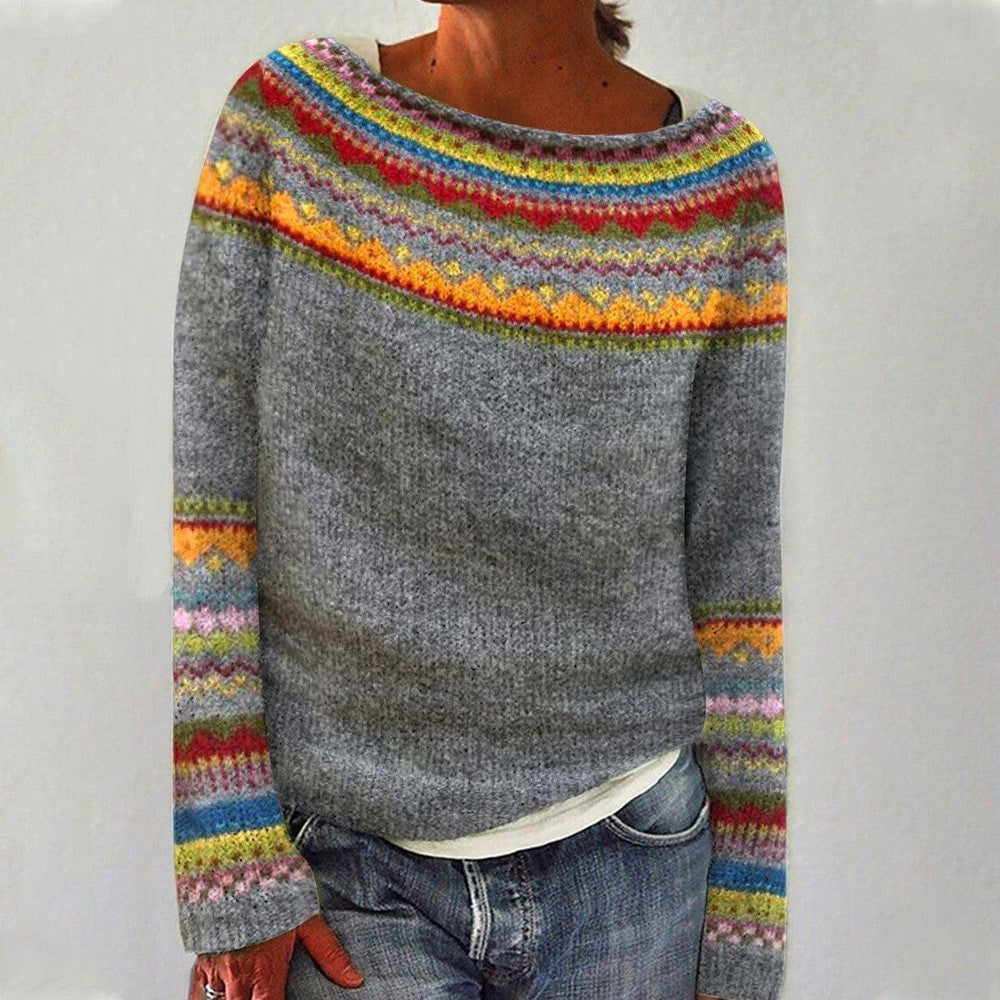 Relaxed Fit Fair Isle Sweater for Women – Cozy Casual Warmth 0