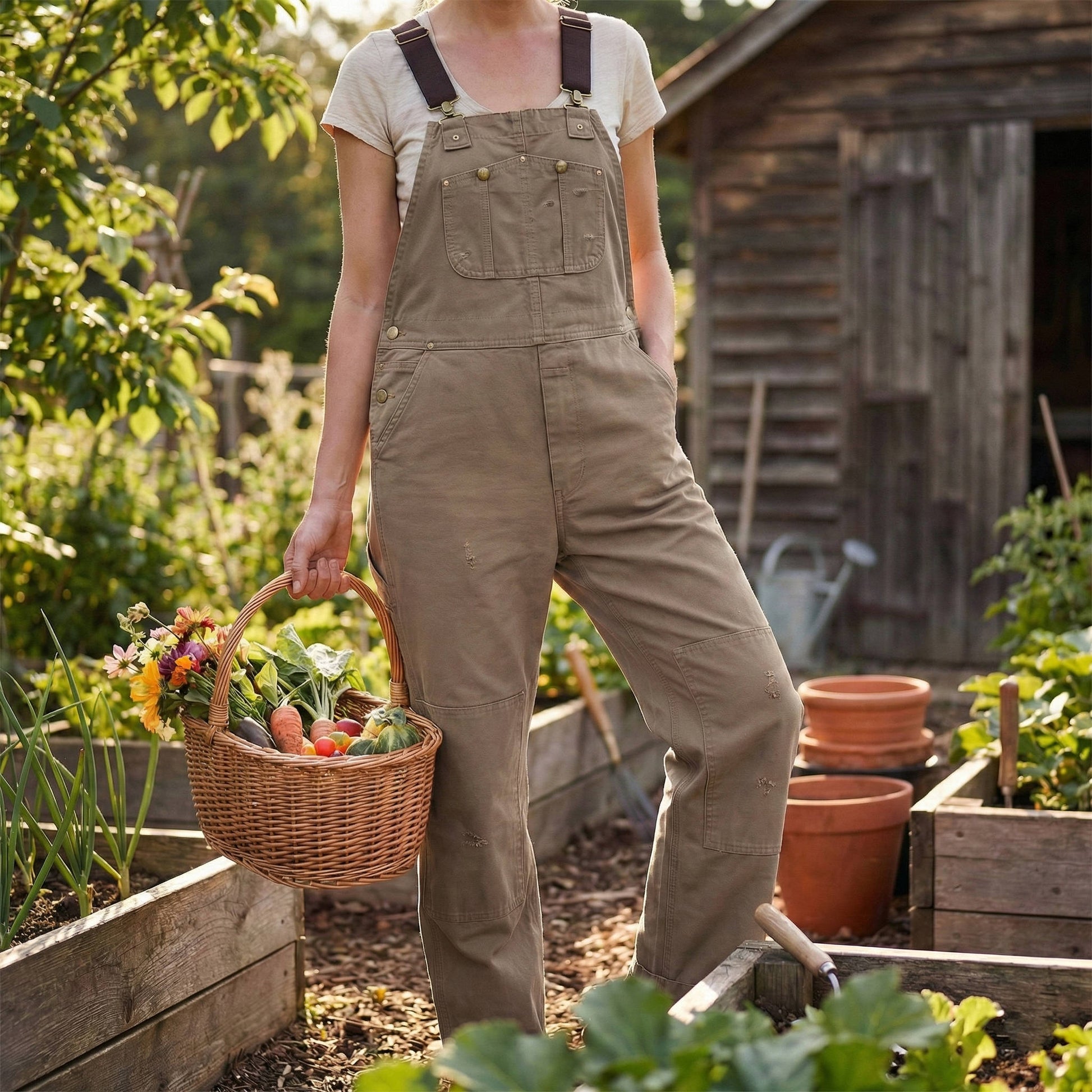 Relaxed Fit Full-Length Bib Overalls for Women – Durable Workwear Comfort 5