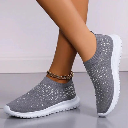 Rhinestone Slip-On Sneakers for Women – Stylish & Lightweight Comfort 1