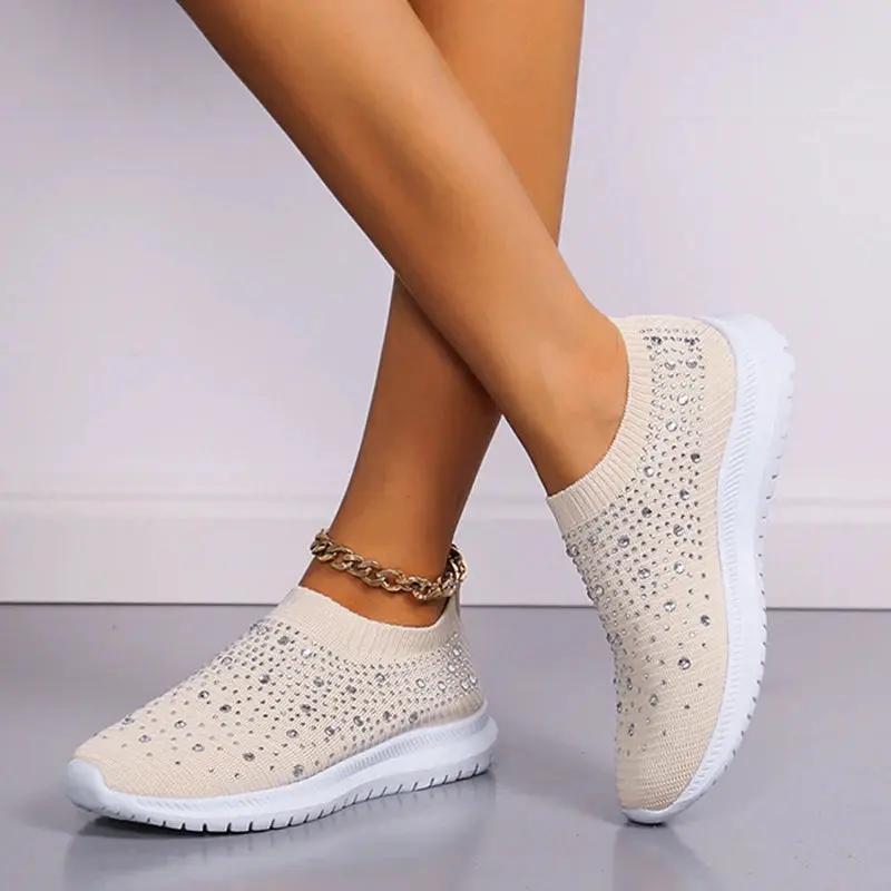 Rhinestone Slip-On Sneakers for Women – Stylish & Lightweight Comfort 3