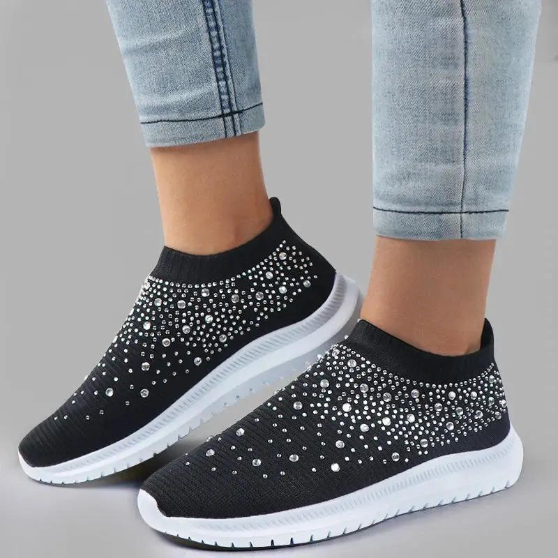 Rhinestone Slip-On Sneakers for Women – Stylish & Lightweight Comfort 8