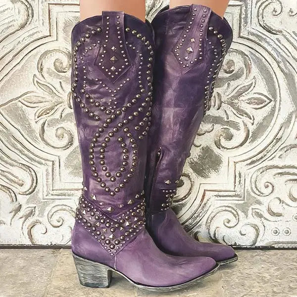 Rivet Long Heel Boots for Women – Bold & Chic Style 2