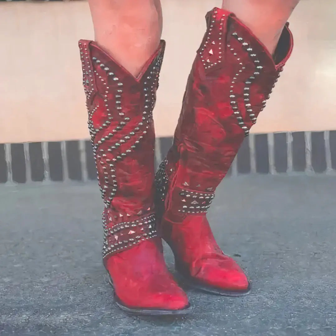 Rivet Long Heel Boots for Women – Bold & Chic Style 4