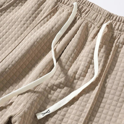 Men's Waffle Knit Baggy Sweatpants Drawstring Joggers Pockets 8