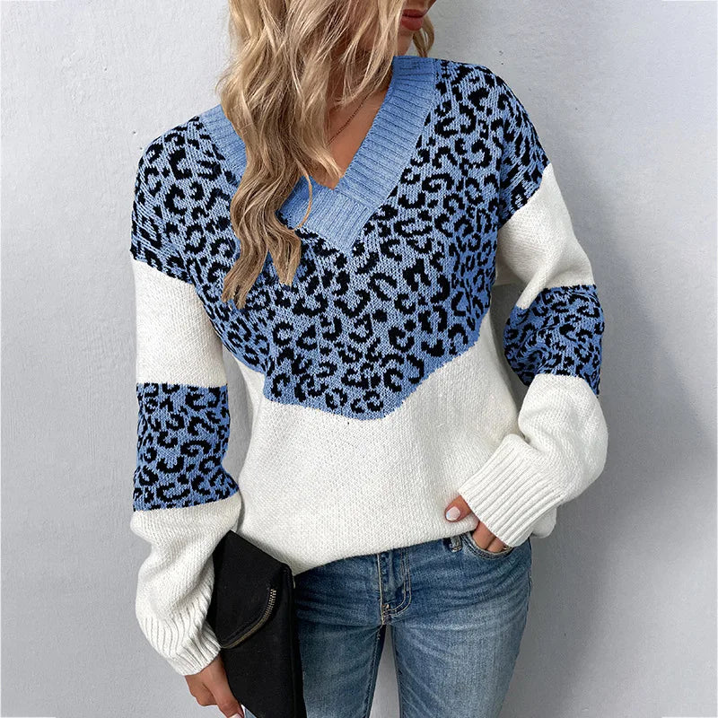 Women's Sweater | Animal Pattern & Ribbed Trim 3