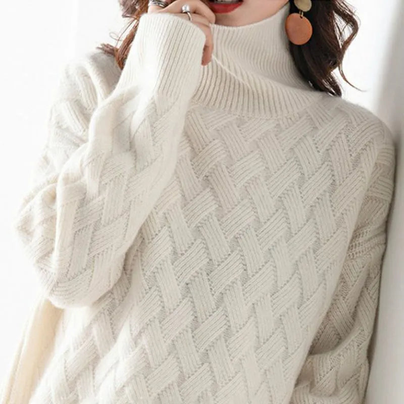 Women's Roll Neck Jumper | Cable Knit & Oversized Fit 3