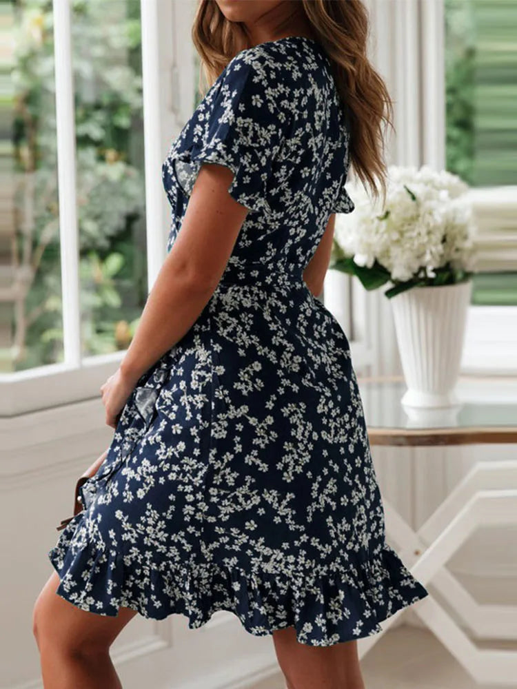 Floral Wrap Mini Dress for Effortless Style