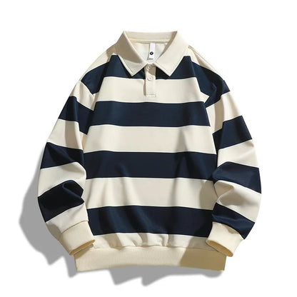Men's Rugby Shirt | Classic Stripe & Ribbed Trim 3