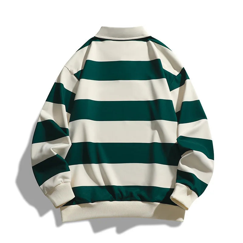 Men's Rugby Shirt | Classic Stripe & Ribbed Trim 8