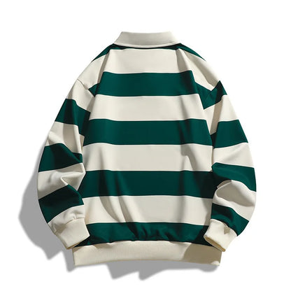 Men's Rugby Shirt | Classic Stripe & Ribbed Trim 8