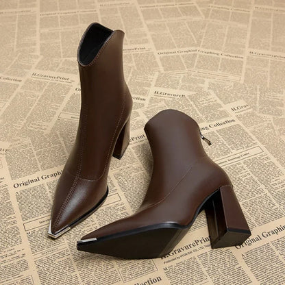 Women's Ankle Boots | Pointed Toe & Chrome Tip 11
