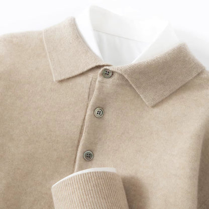 Men's Polo Sweater | Tailored Collar & Ribbed Trims 2