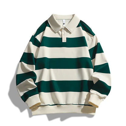 Men's Rugby Shirt | Classic Stripe & Ribbed Trim 1