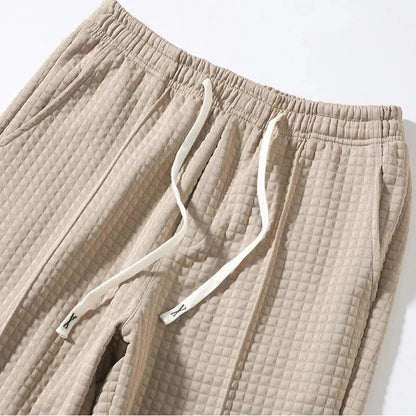 Men's Waffle Knit Baggy Sweatpants Drawstring Joggers Pockets 6