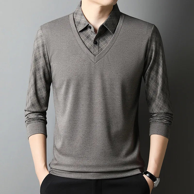 Men's 2-in-1 Long Sleeve Polo | Layered Look & Breathable Comfort 2