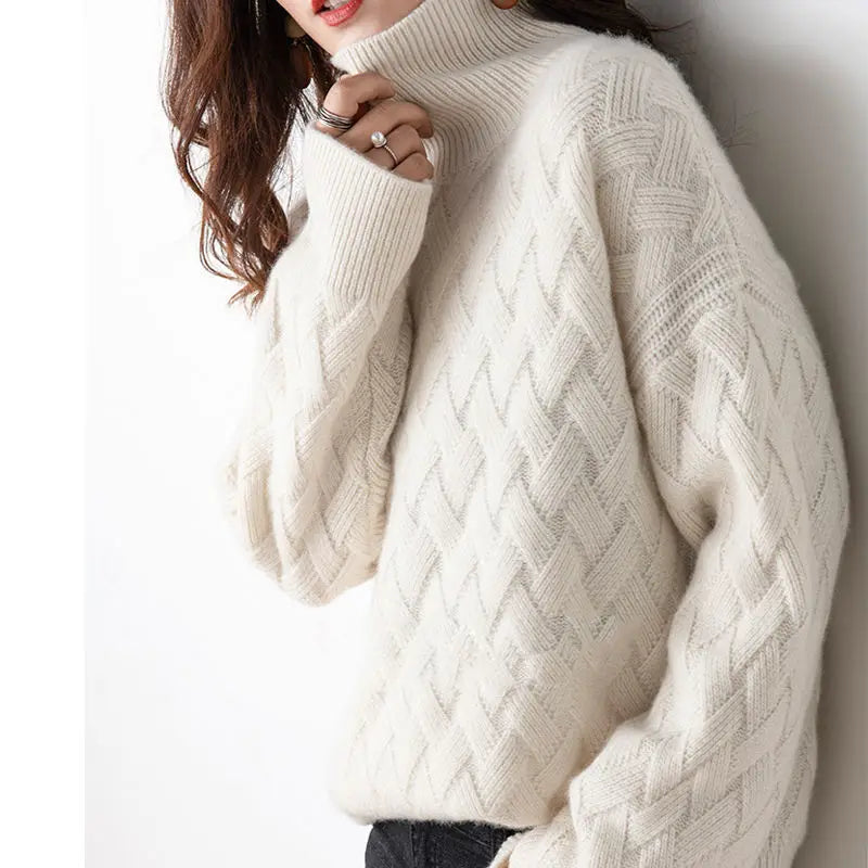 Women's Roll Neck Jumper | Cable Knit & Oversized Fit 4
