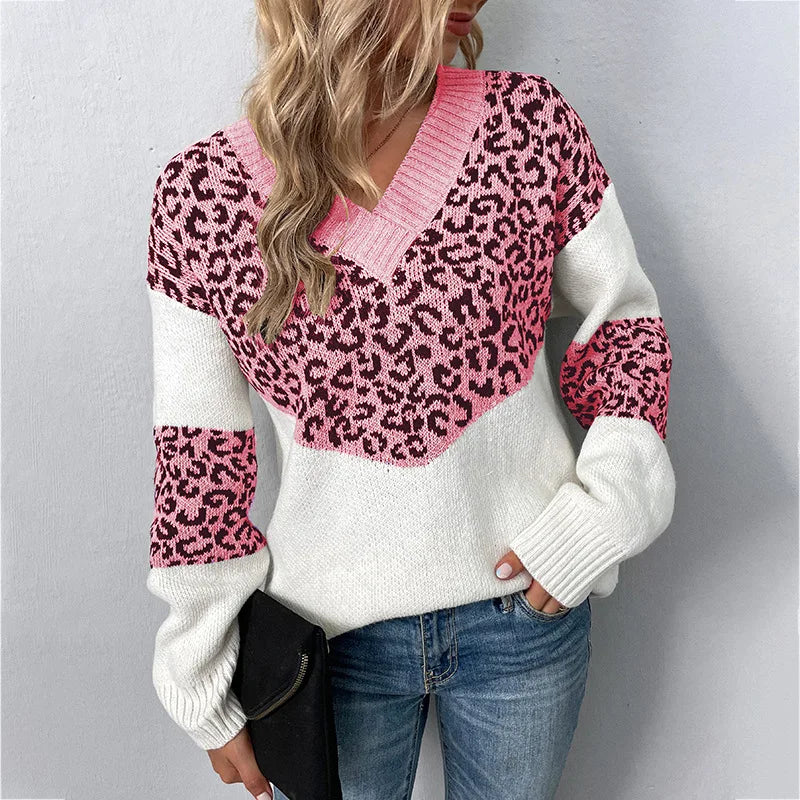 Women's Sweater | Animal Pattern & Ribbed Trim 4
