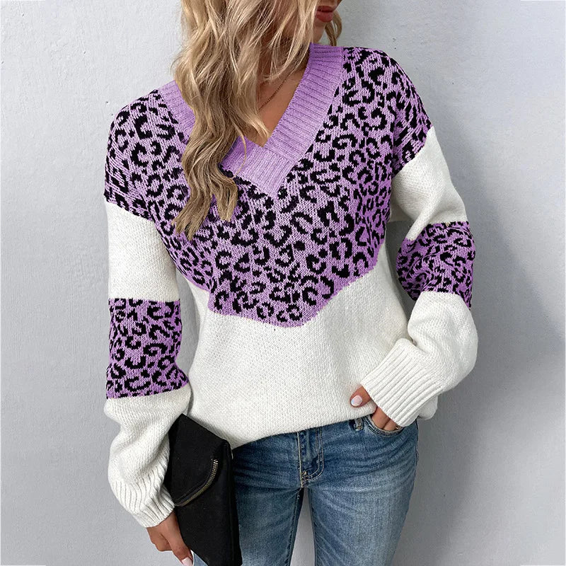 Women's Sweater | Animal Pattern & Ribbed Trim 5