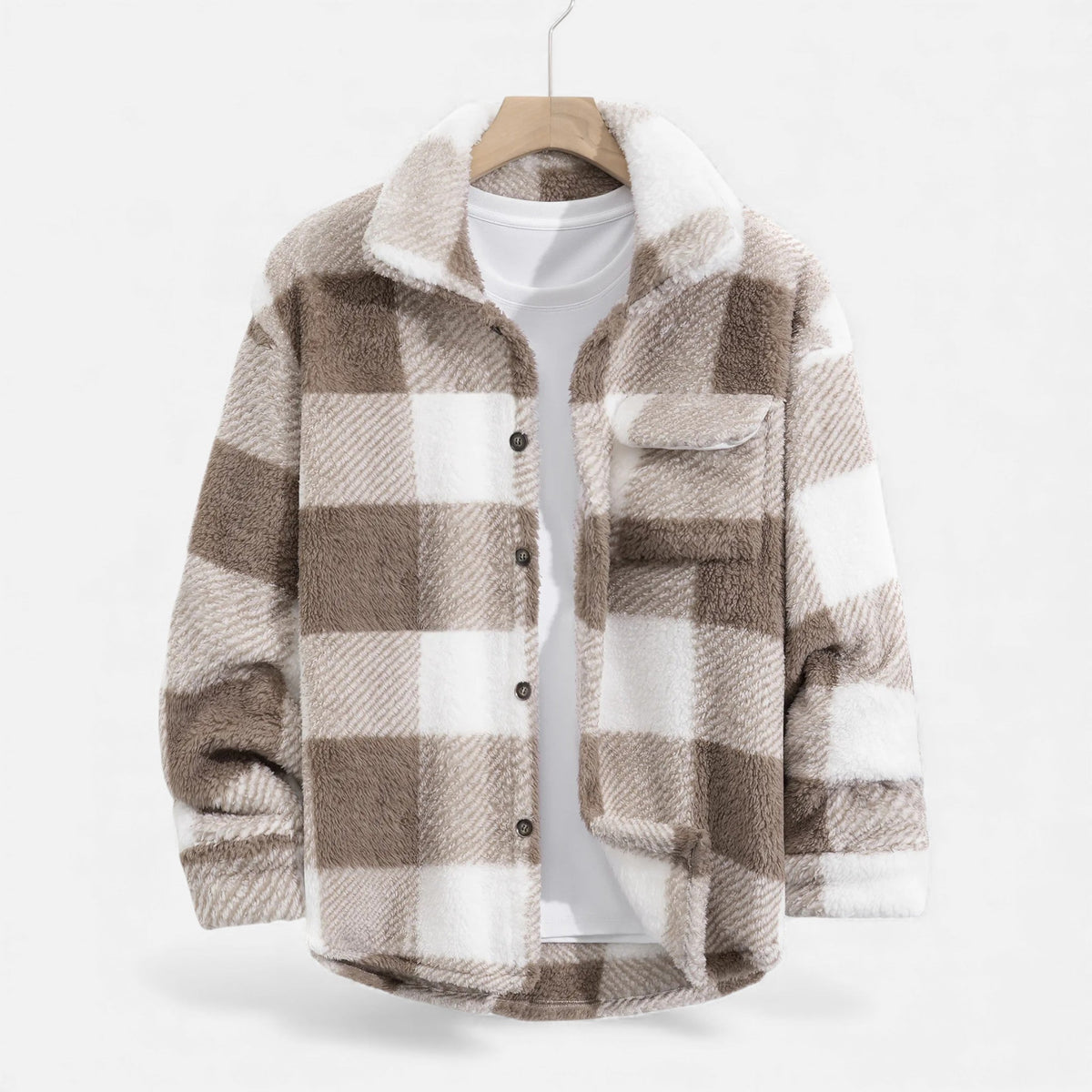 Men's Fur Jacket Classic Fit Soft Plush Winter Coat 1