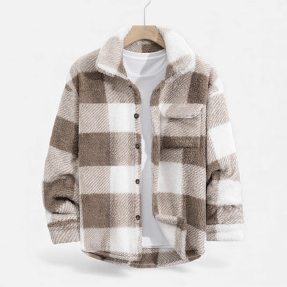 Men's Fur Jacket Classic Fit Soft Plush Winter Coat 1