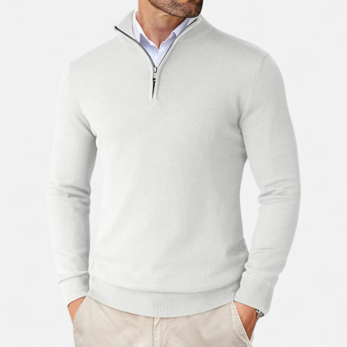Men's Zip Up Jumper Slim Fit Lightweight Knit Sweater 6