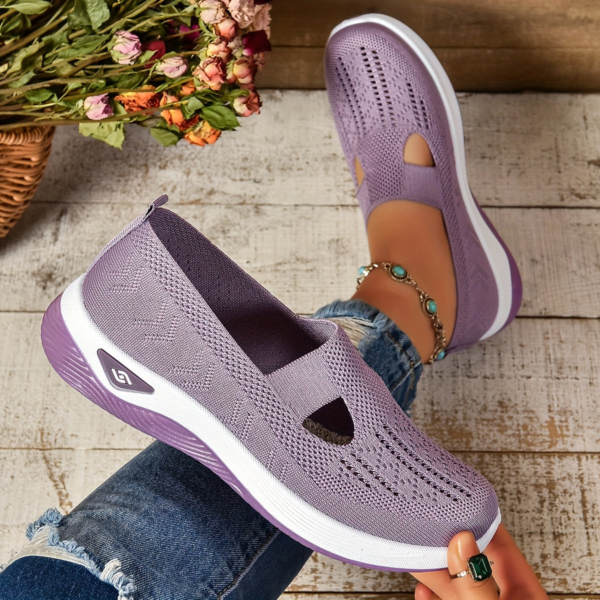 Women's Slip On Shoes Ergonomic Cushioned Comfort Trainers 17