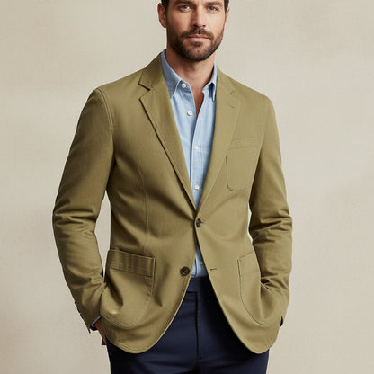 Men’s Cotton Blazer Style Windbreaker with Pockets