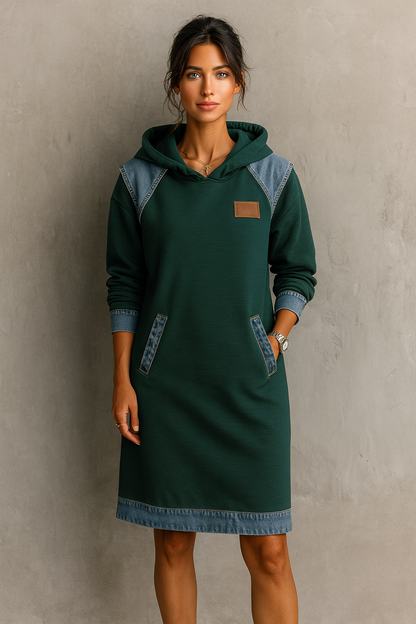 Women's Hooded Dress Relaxed Fit Casual Sweatshirt Style 11