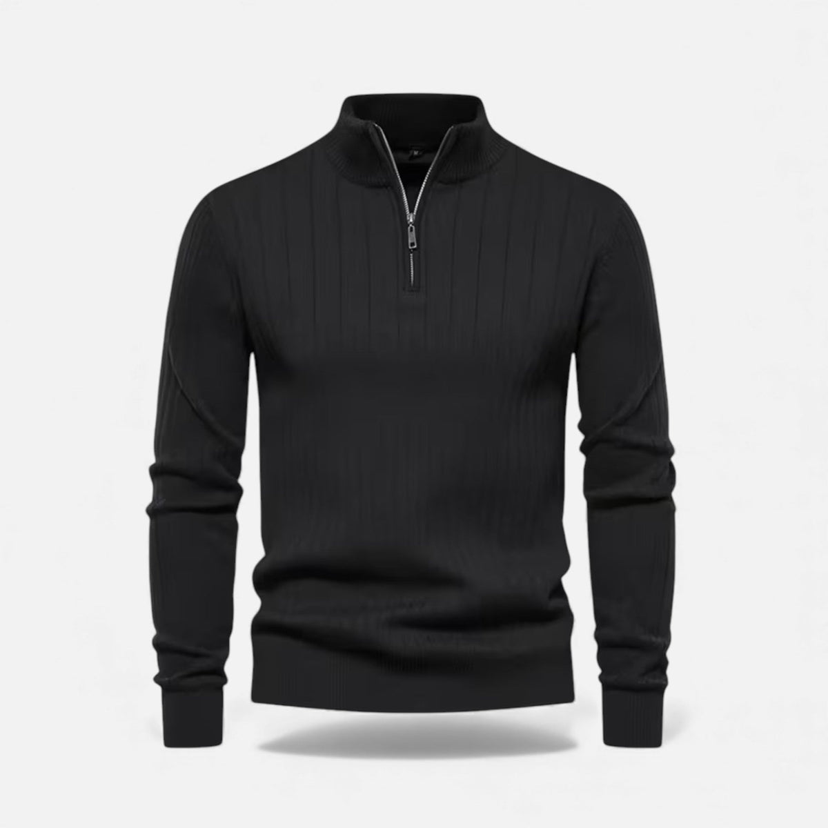 Men's Zip Up Knit Jumper Thermal Sweater Flexible Fit 1