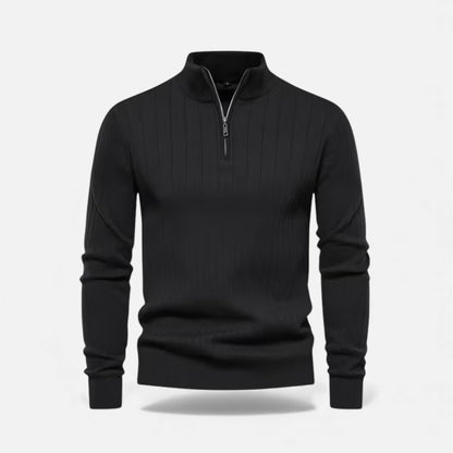 Men's Zip Up Knit Jumper Thermal Sweater Flexible Fit 1