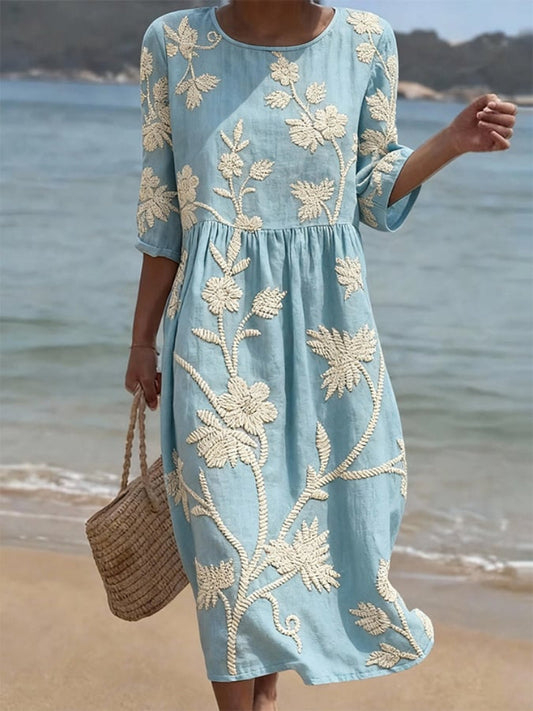 Women's Maxi Dress | Floral Embroidery & Flowing Fit