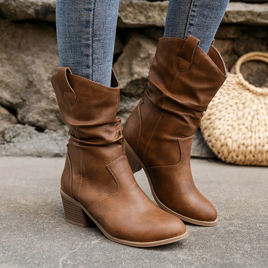 Samantha | Women's Winter Cowboy-Style Heeled Boots for Chic Occasions