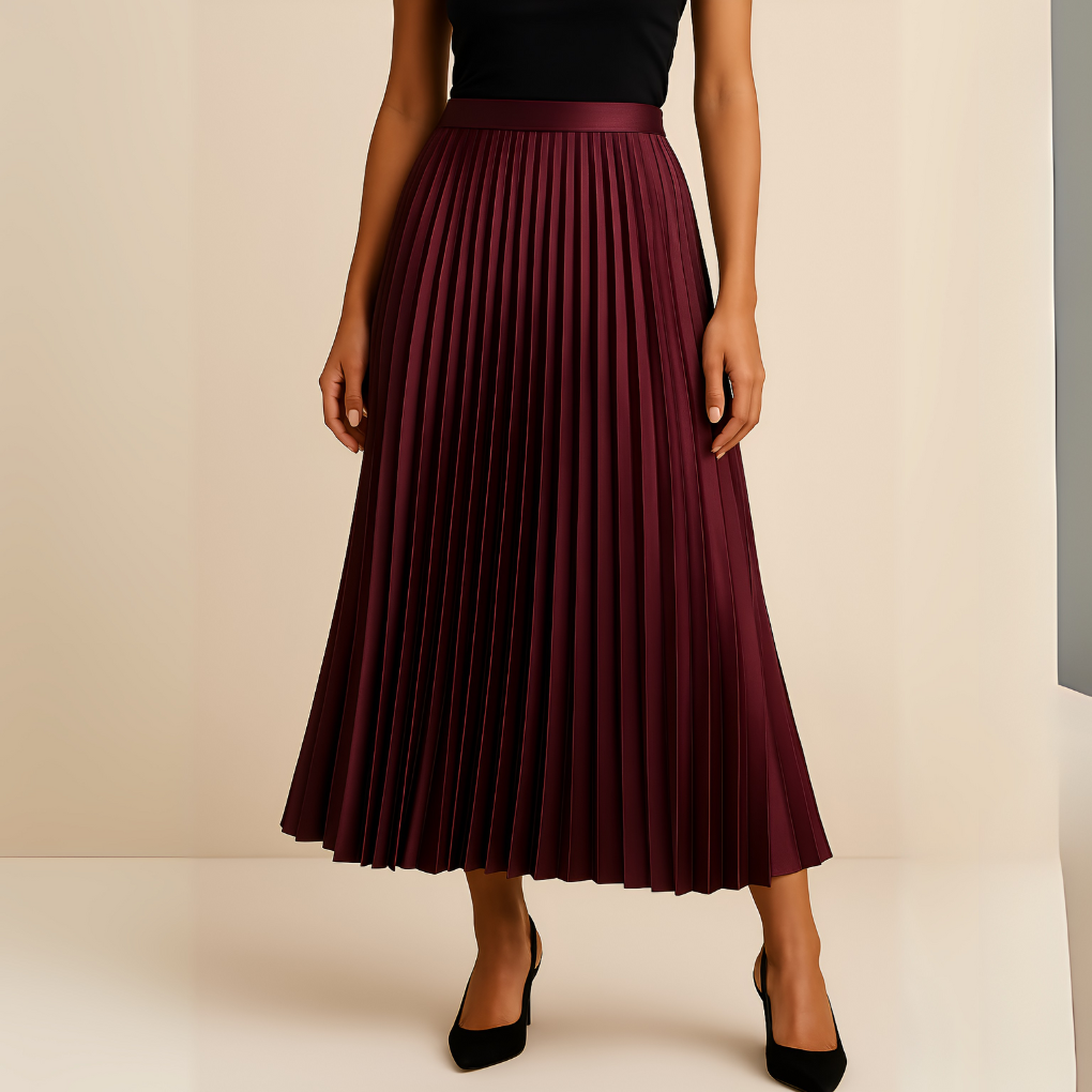 Satin Pleated High-Waist Skirt 1