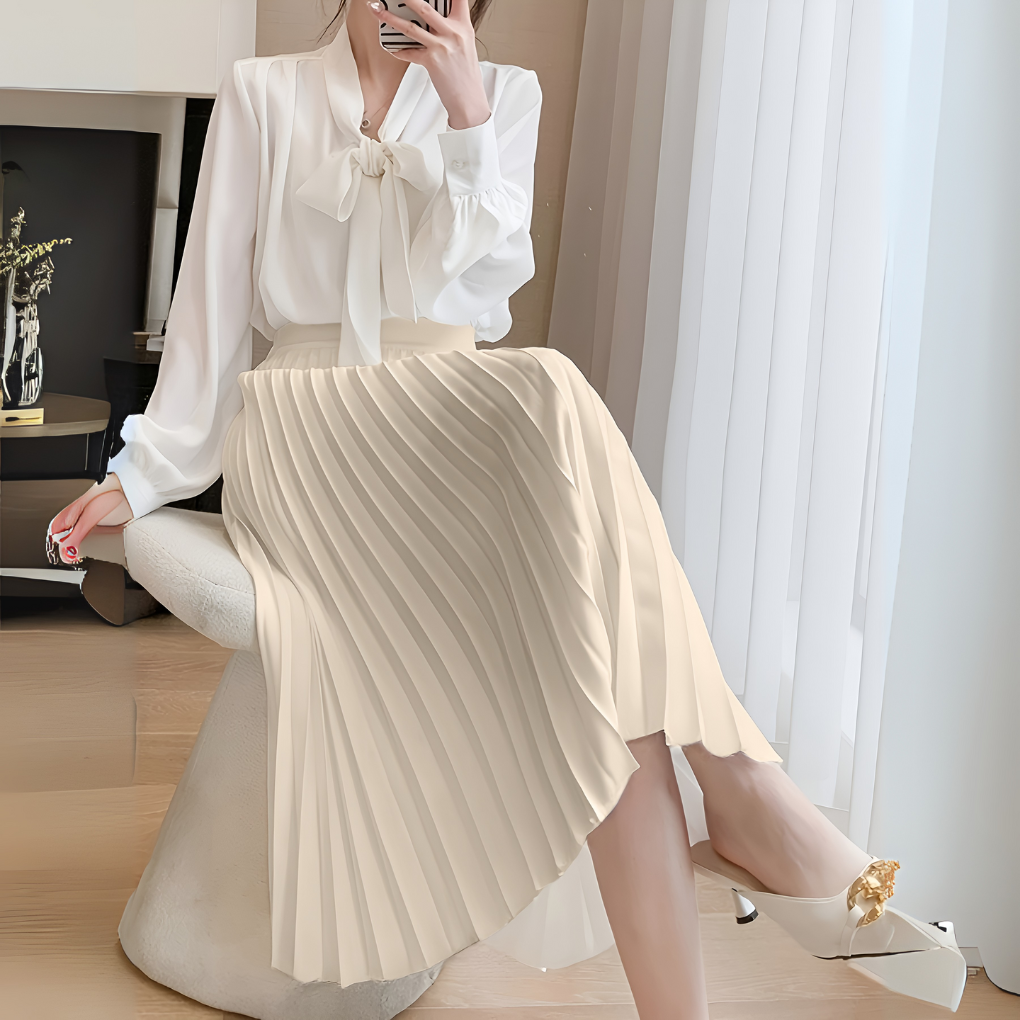 Satin Pleated High-Waist Skirt 3