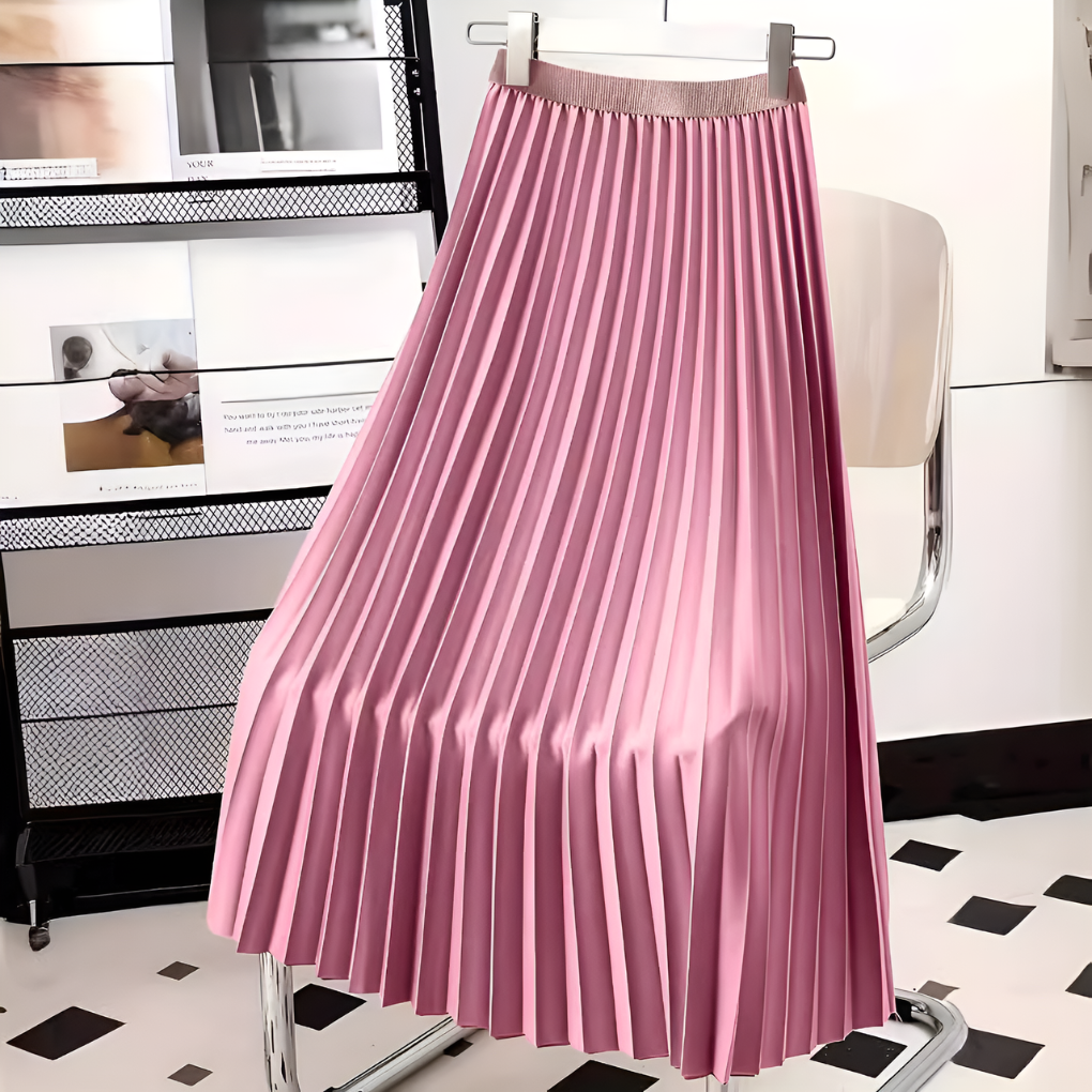 Satin Pleated High-Waist Skirt 4