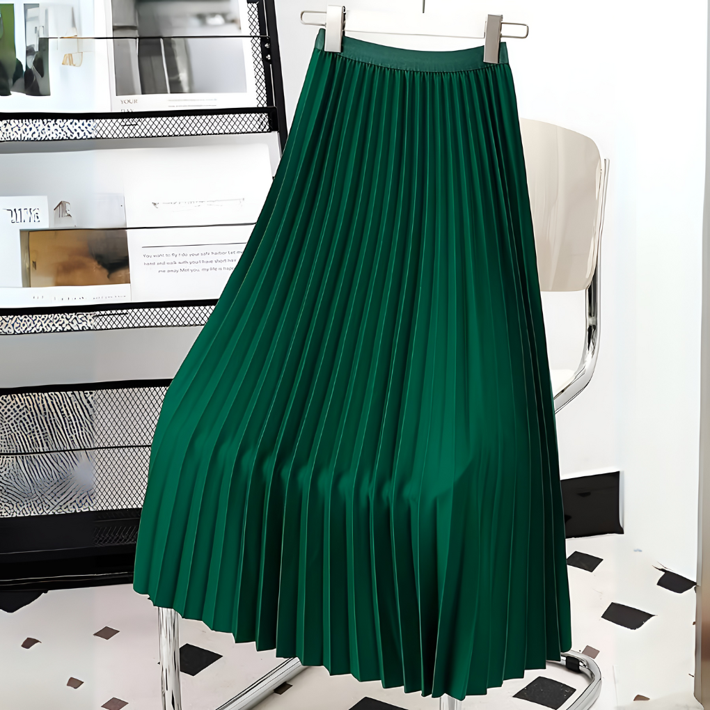 Satin Pleated High-Waist Skirt 6