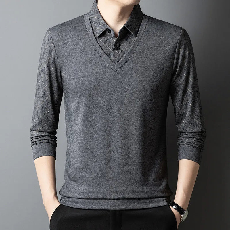 Men's 2-in-1 Long Sleeve Polo | Layered Look & Breathable Comfort 1